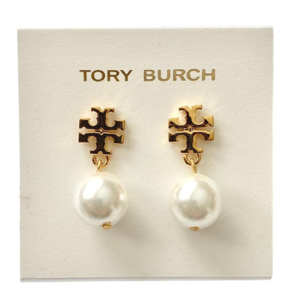Tory Burch Crystal Pearl Drop Earrings